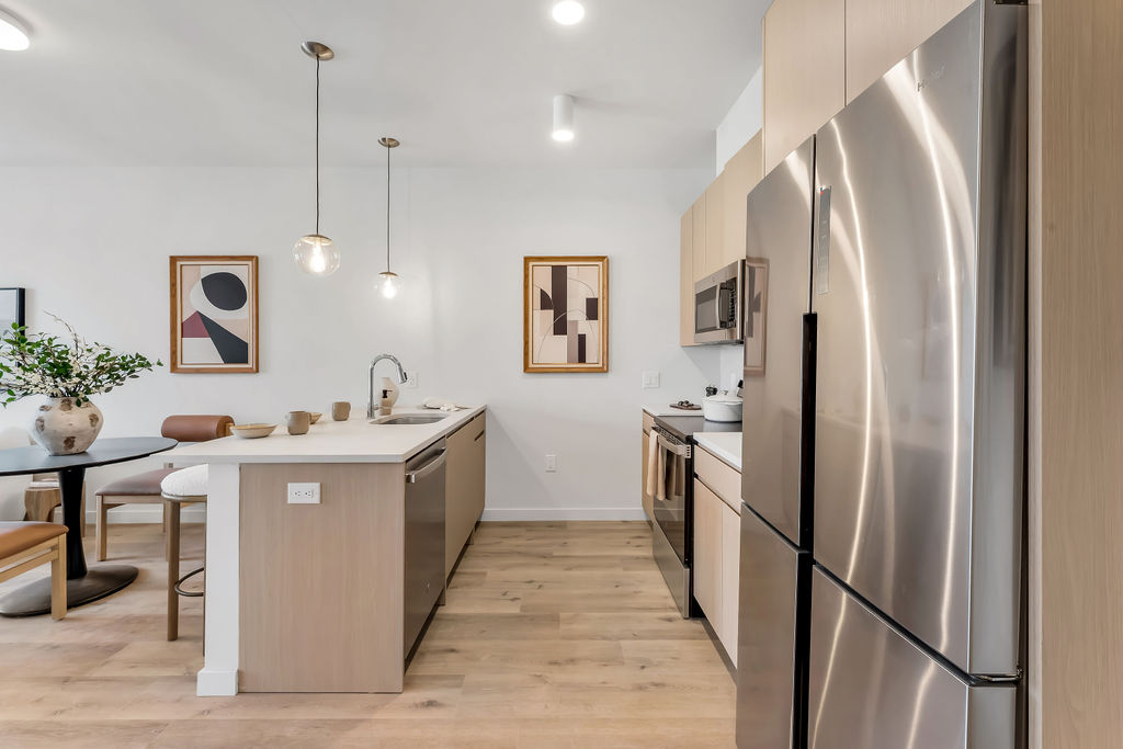Kitchen with pendant lights