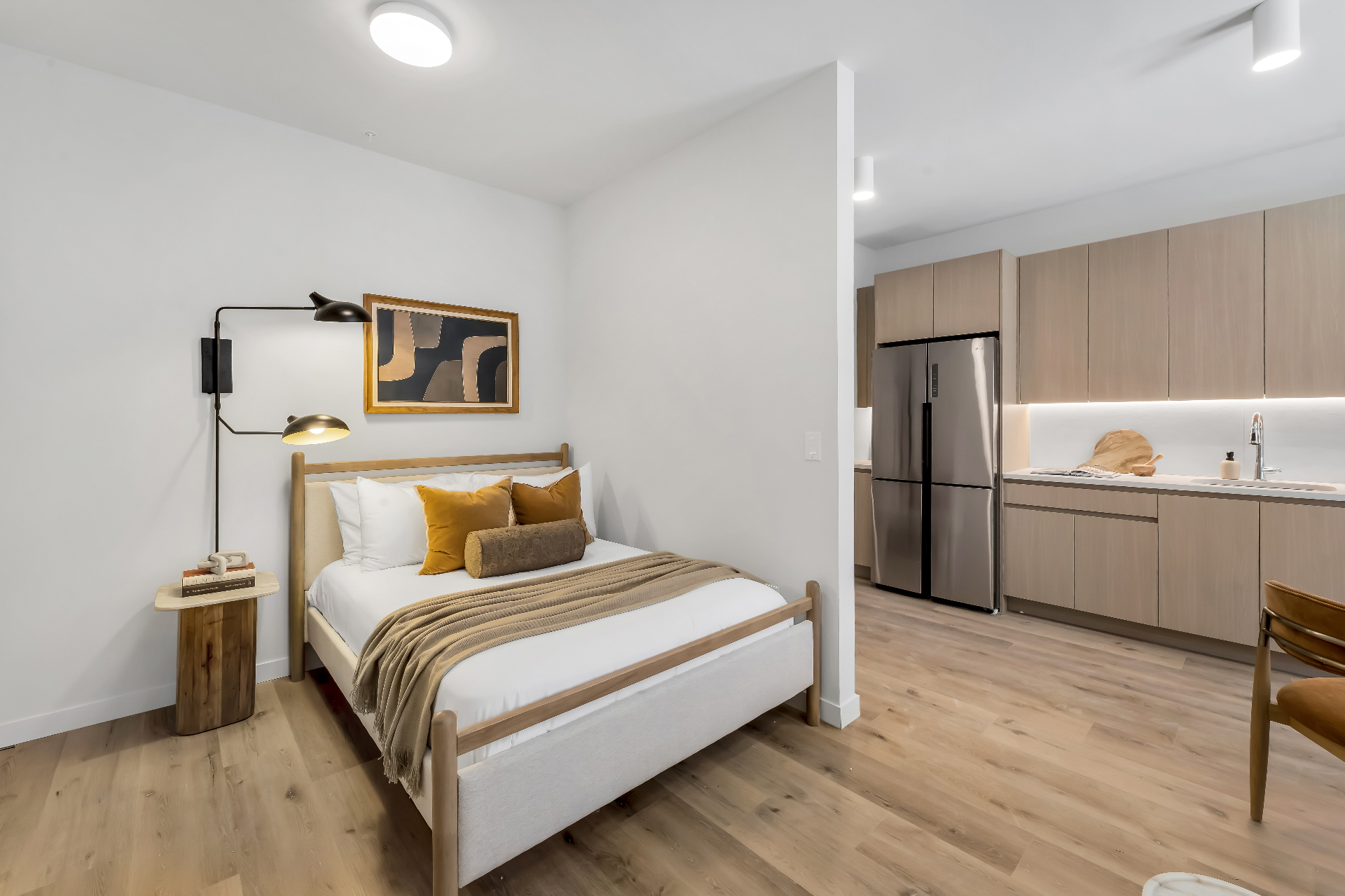 Bedroom with kitchenette